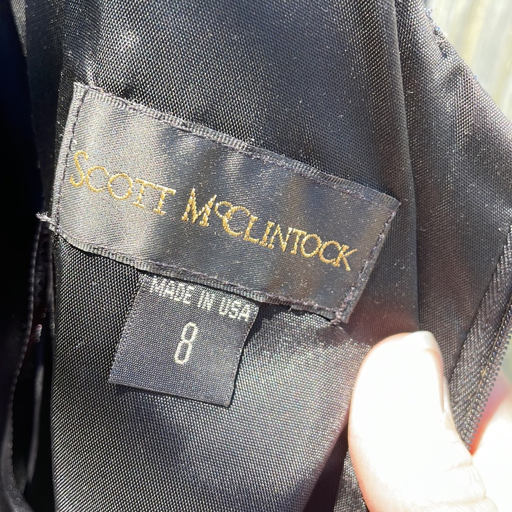 Scott McClintock Navy Long Metallic Evening Gown 8 - Picture 10 of 14